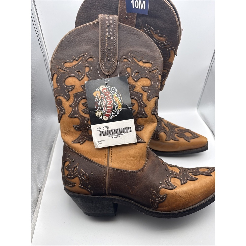 NWT Rockin Country Nashville Western Cowboy Boots Woman‎ 10M LEATHER